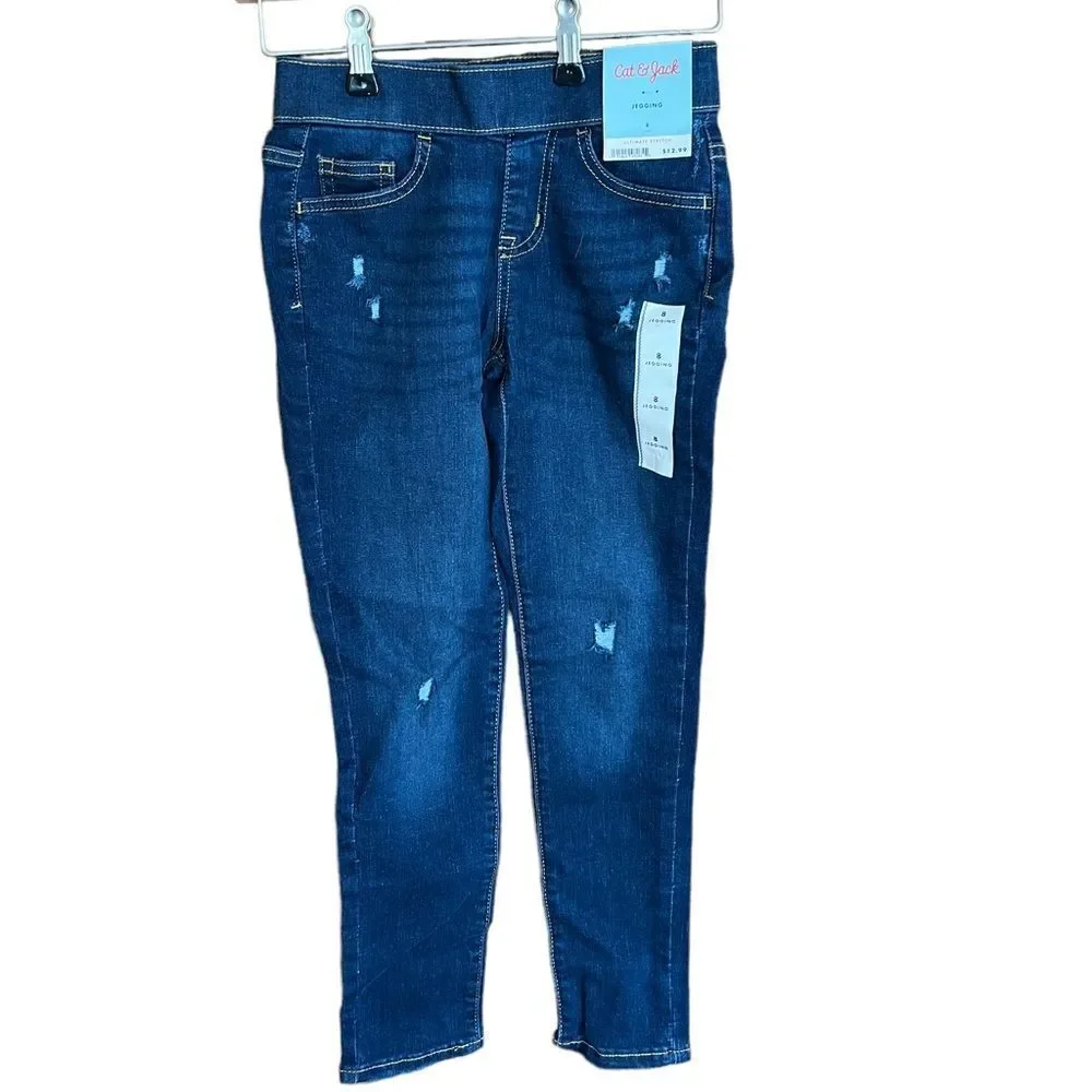 ‎Cat & Jack dark wash jeggings girl’s size 8